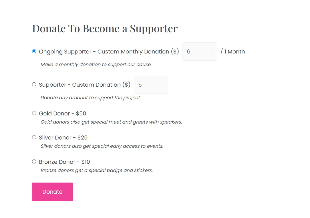 WordPress PayPal donation plugin form