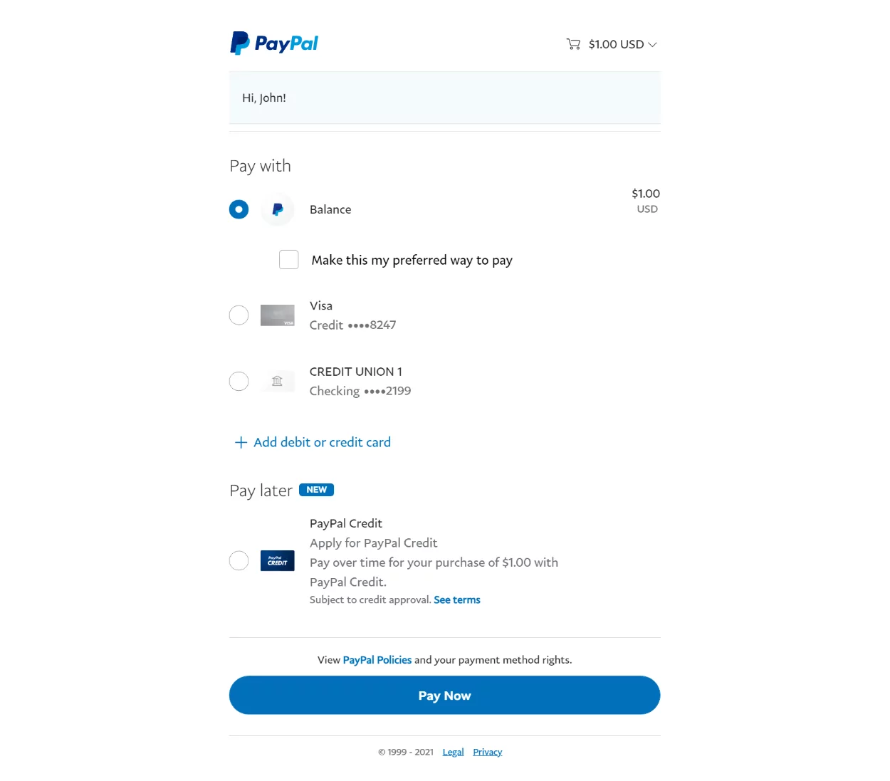 PayPal login