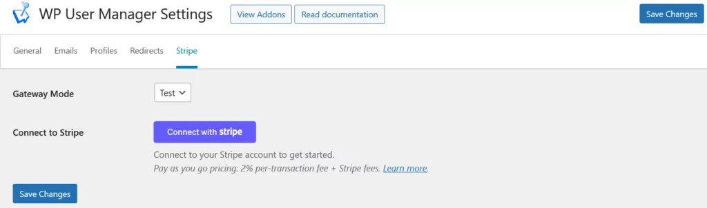 WP User Manager Stripe fees