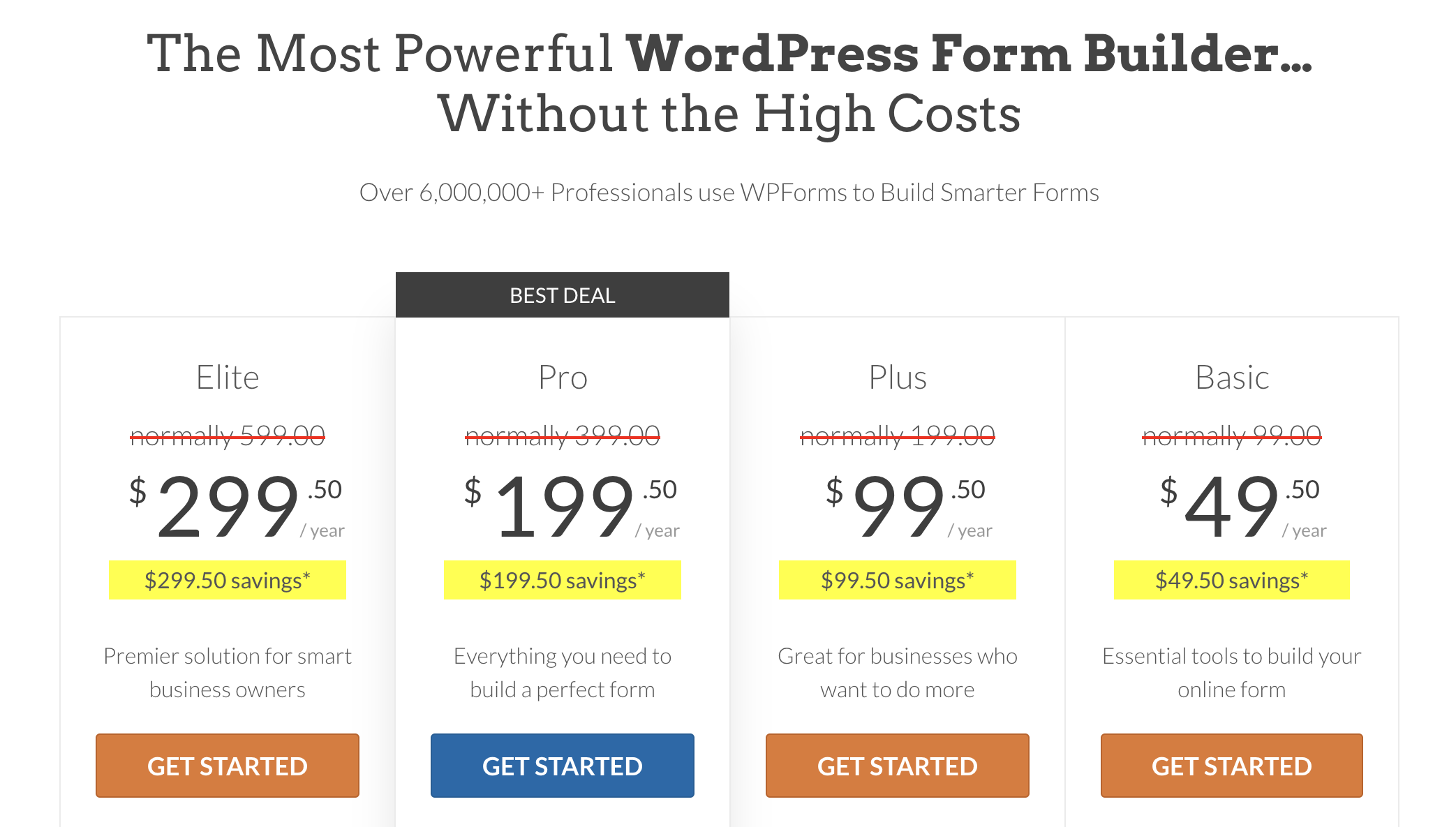 WPForms pricing